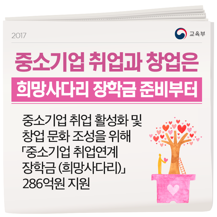 중소기업 취업과 창업은 희망사다리 장학금 준비부터!