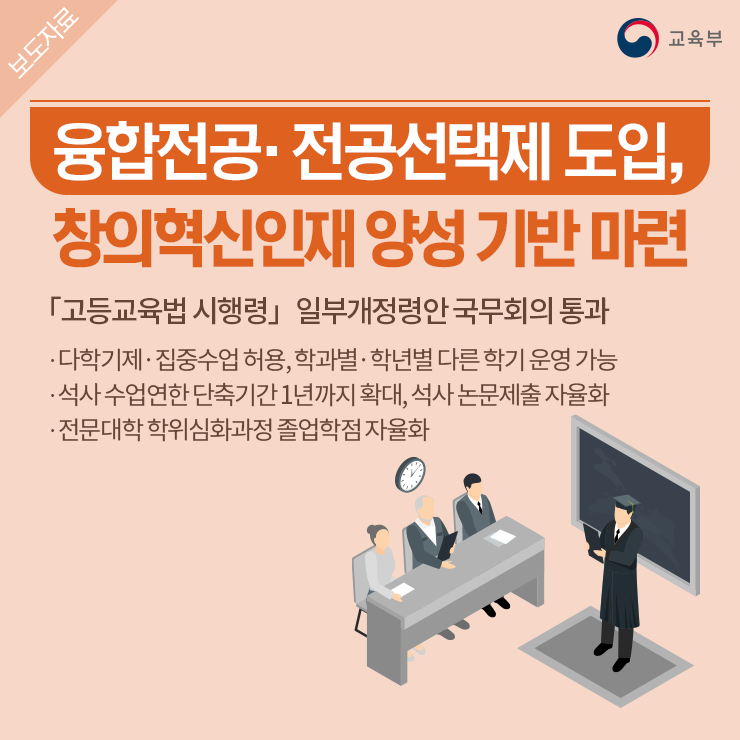 융합전공 ․ 전공선택제 도입, 창의혁신인재 양성 기반 마련 